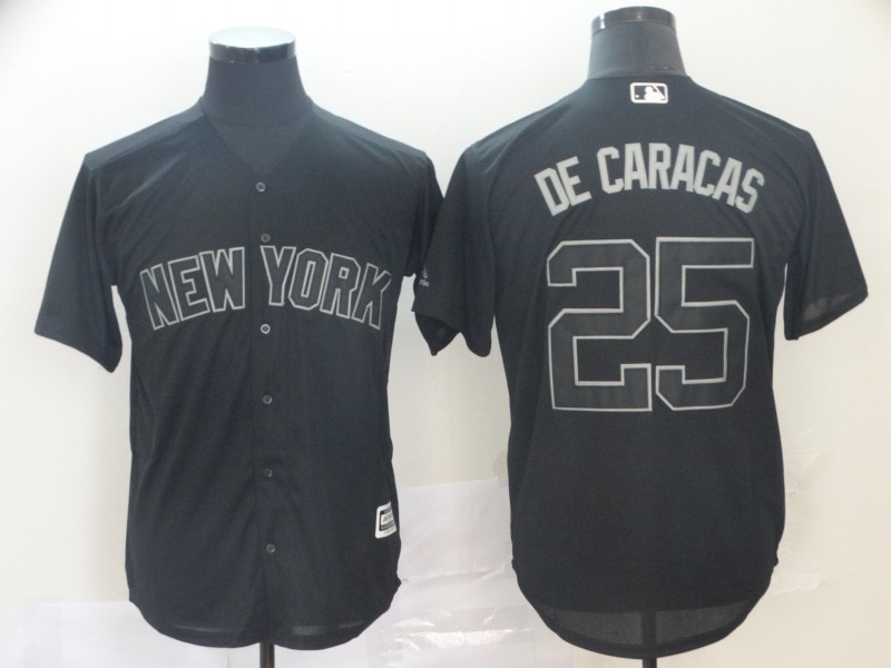 Men New York Yankees #25 De Caracas Black MLB Jerseys->youth nfl jersey->Youth Jersey